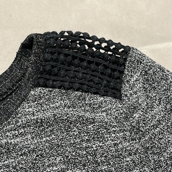 Charming Charlie grey with black pullover sweater, Cotton lace trim, size M - Picture 4 of 10